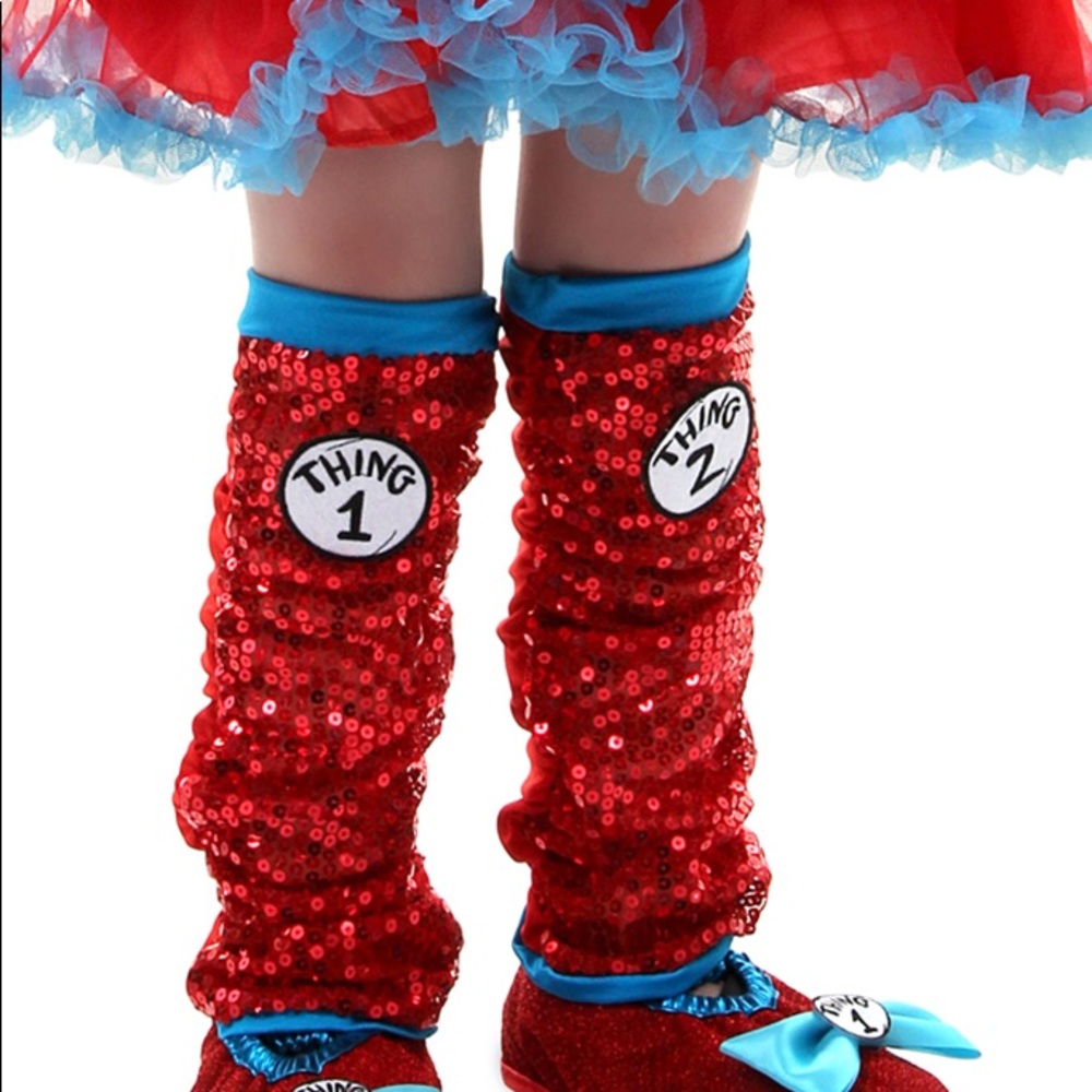 Dr.Seuss Thing 1 & Thing 2 Sequin Costume Leg warmers NWT - Picture 1 of 5